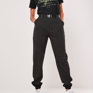 Missguided black and white stripe cargo pants